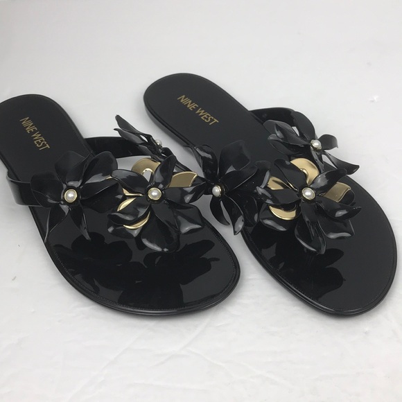 Nine West Shoes - NINE WEST BLACK pearl FLOWERS SANDALS NW8MAHOGANY